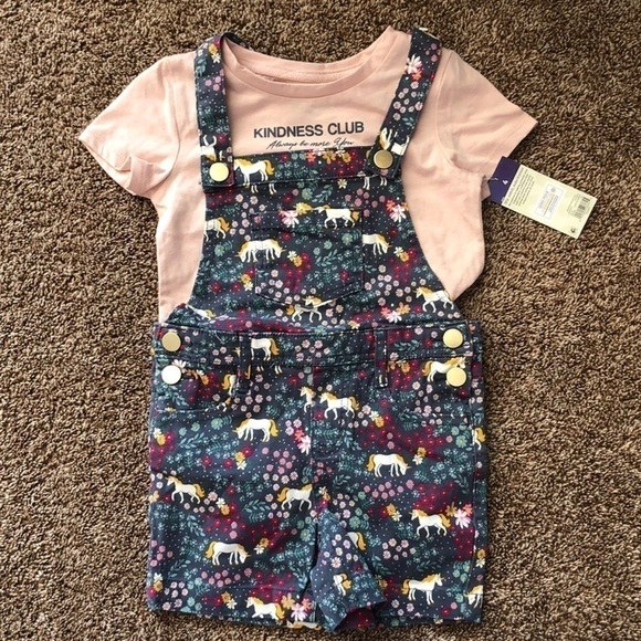 Kindness Club Shirt And Matching Overalls Size 4. - Picture 1 of 7